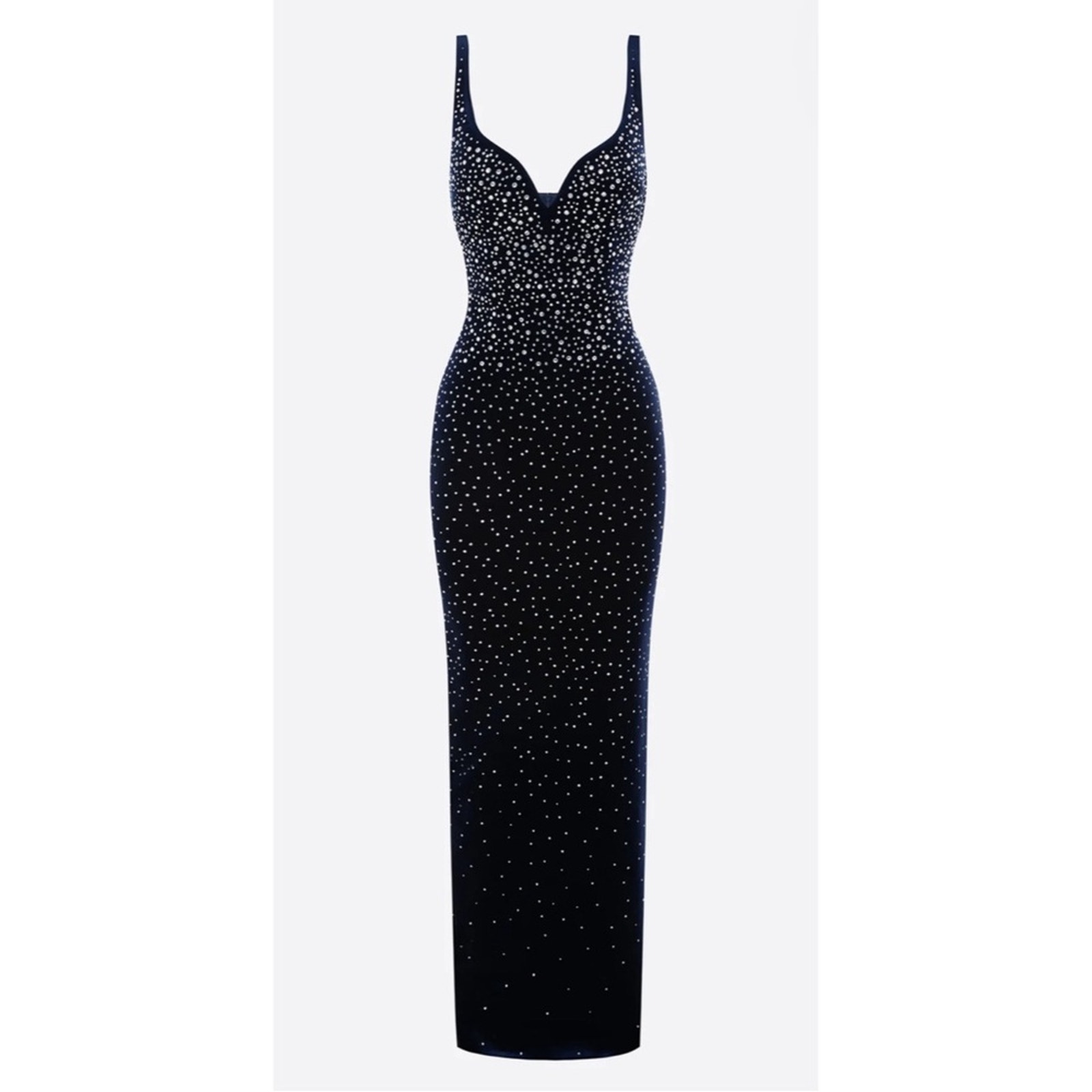 Alex Perry Singlet Sweetheart Crystal Embellished Column Black Maxi Dress Sz 4 — image 2 of 8